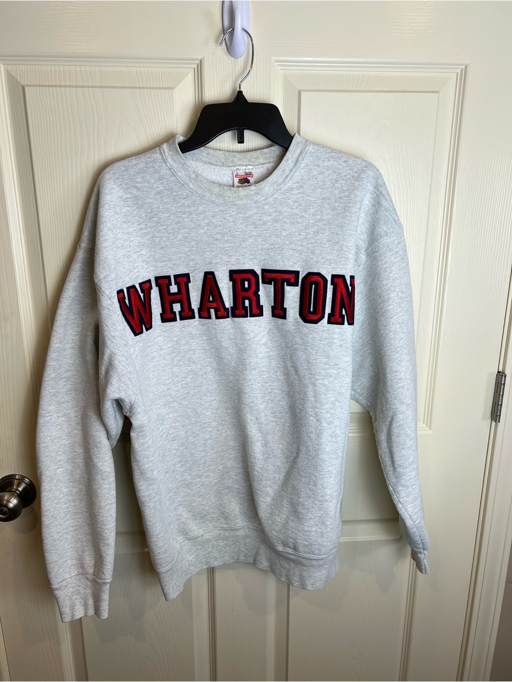 Vintage Fruit of the Loom Wharton Grey Crewneck Sweatshirt Large Made in USA